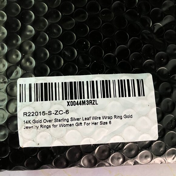 14K Gold Over Sterling Silver Leaf Wire Wrap Ring Size 6 Gift for Her - Picture 10 of 10